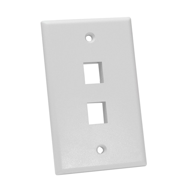 Quest Technology International Keystone Wall Plate, Single-Gang - 2 Port, White NFP-1028 - main
